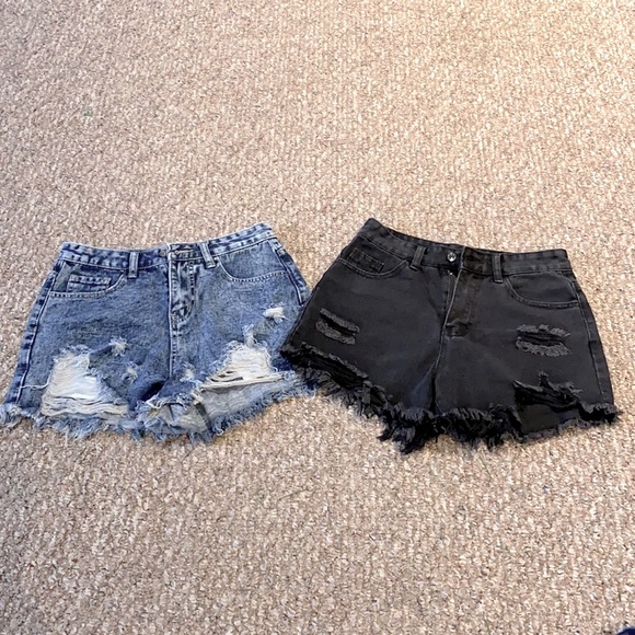 2 pair of SHEIN size small women’s cut off jean shorts. Fits like a M!! - Picture 1 of 8